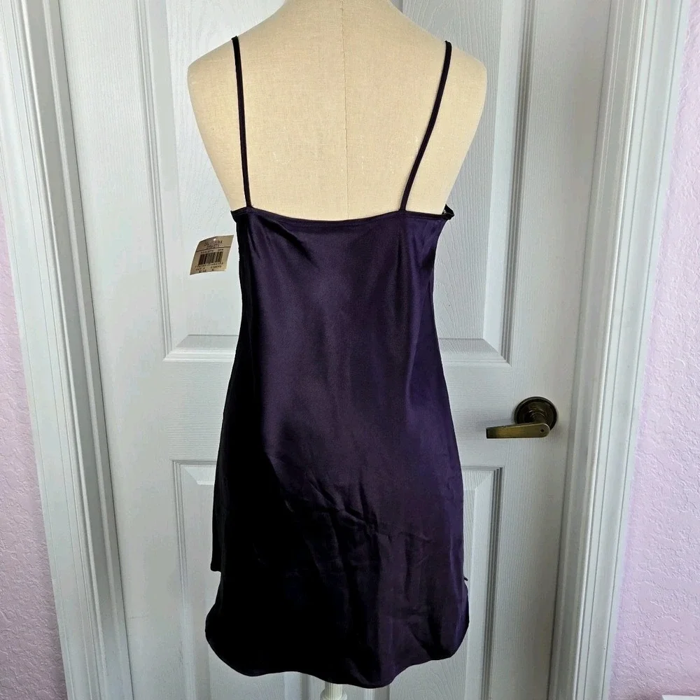 California Dynasty Vtg‎ Purple Satin Lace Nightgown Chemise Size S Slip Lingerie